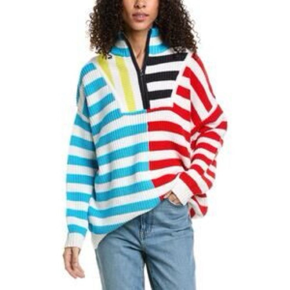 Staud Striped Mock Neck Sweater